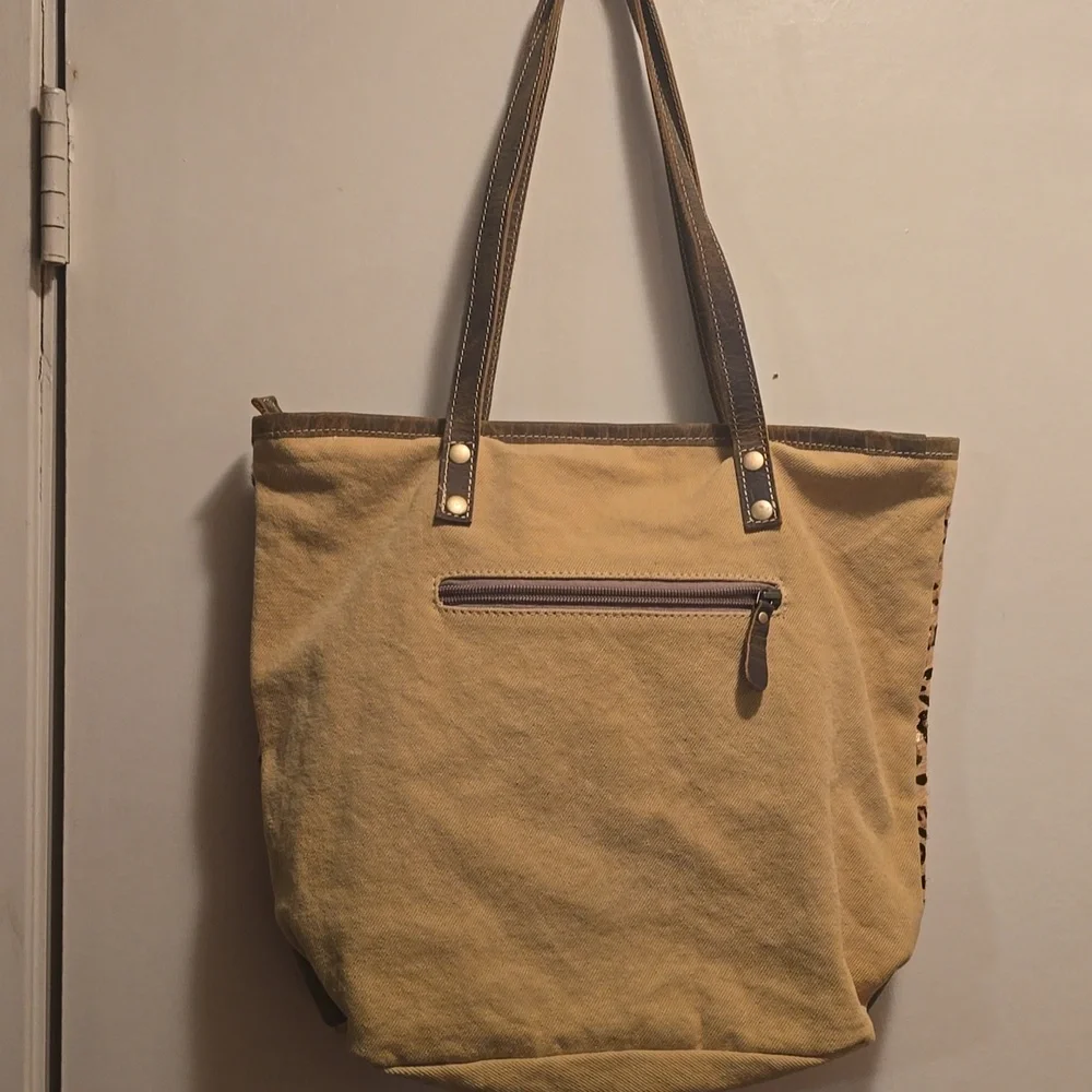 Myra Bag Tan and Brown Animal Print Tote